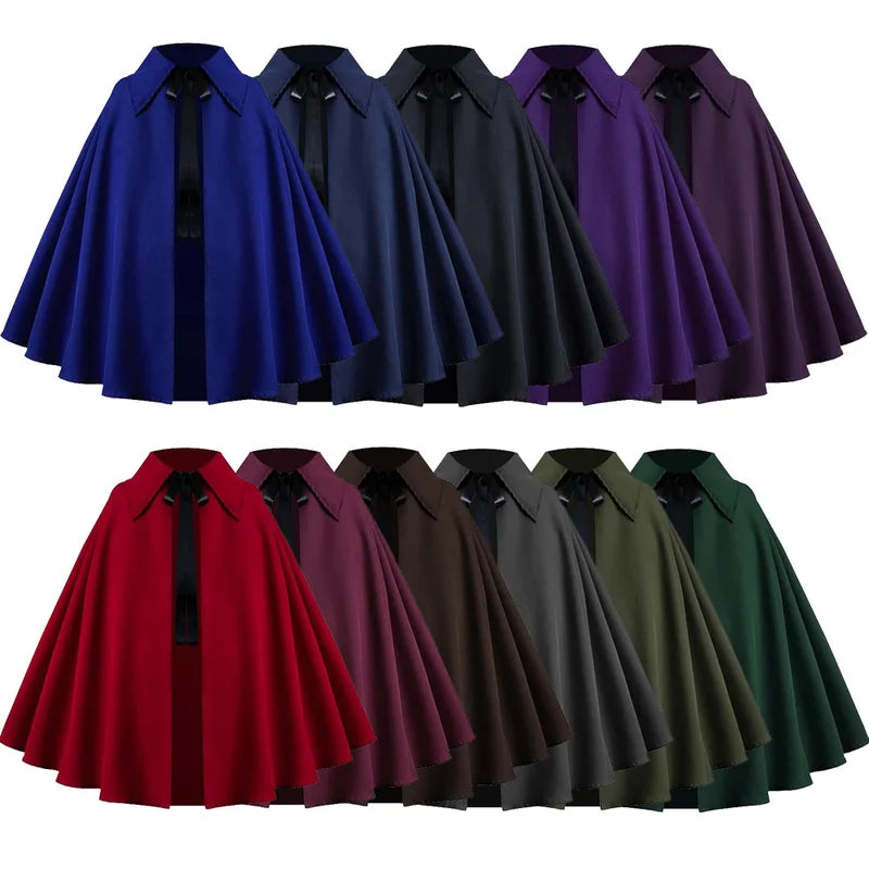Women Renaissance Costume Cloak Medieval Gothic Hooded Cape Steampunk Velvet Halloween