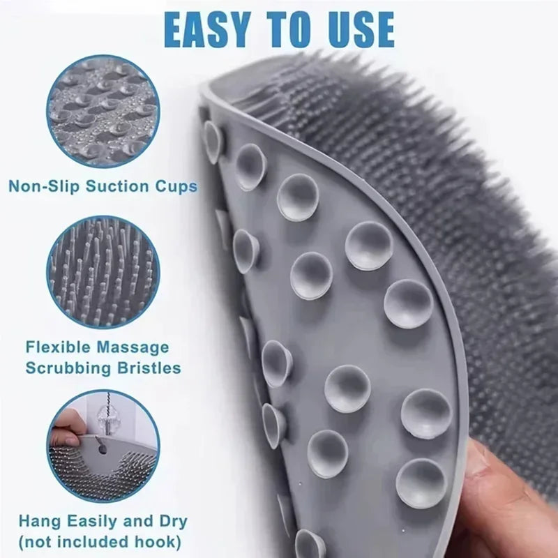 Foot Brush Body Cleanser Silicone Sponge Bath Massage Mat with Suction Cup