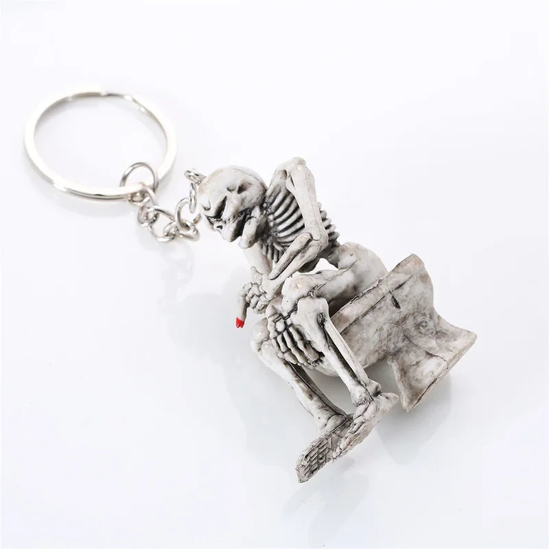 Skull Keychain Pendant Halloween Car Accessory PVC Scary Gift