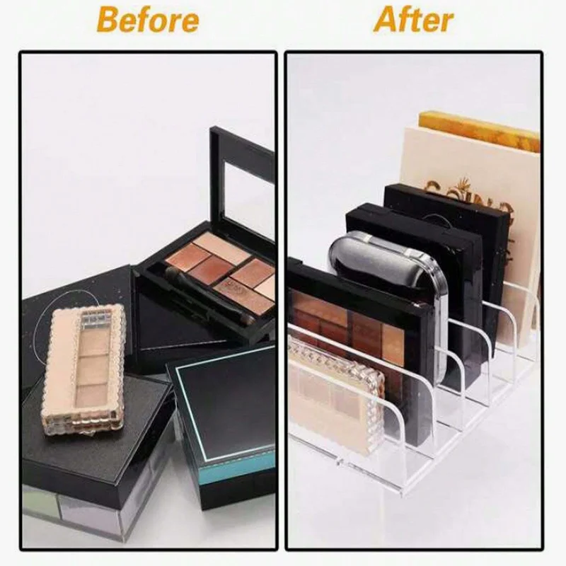 7-Compartment Transparent Makeup Organizer for Eyeshadow and Cosmetics