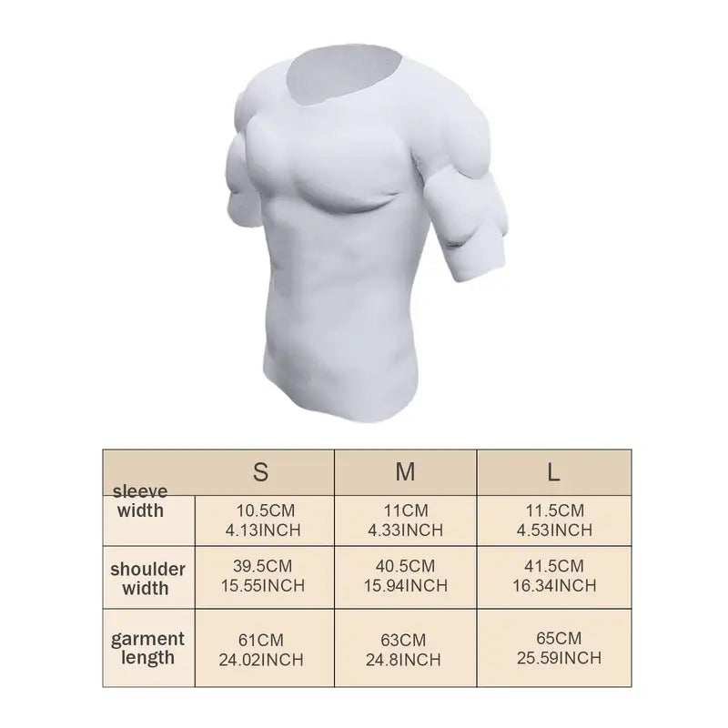 Fake Muscle T Shirt Men Bodybuilder Simulation Padded Shoulders for Indoor Outdoor