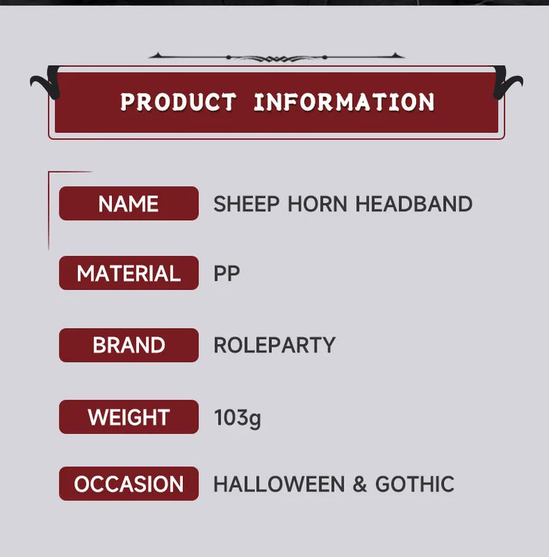 Sheep Horn Headband Costume Accessory for Halloween Cosplay Party