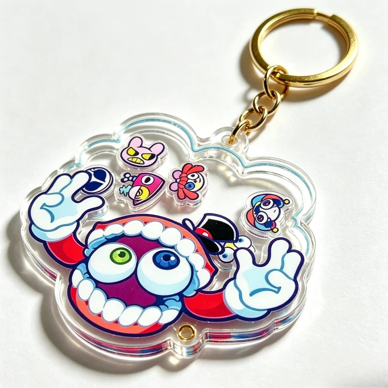 Anime The Amazing Digital Circus Pomni & Jax Acrylic Shaker Keychain Bag Charm