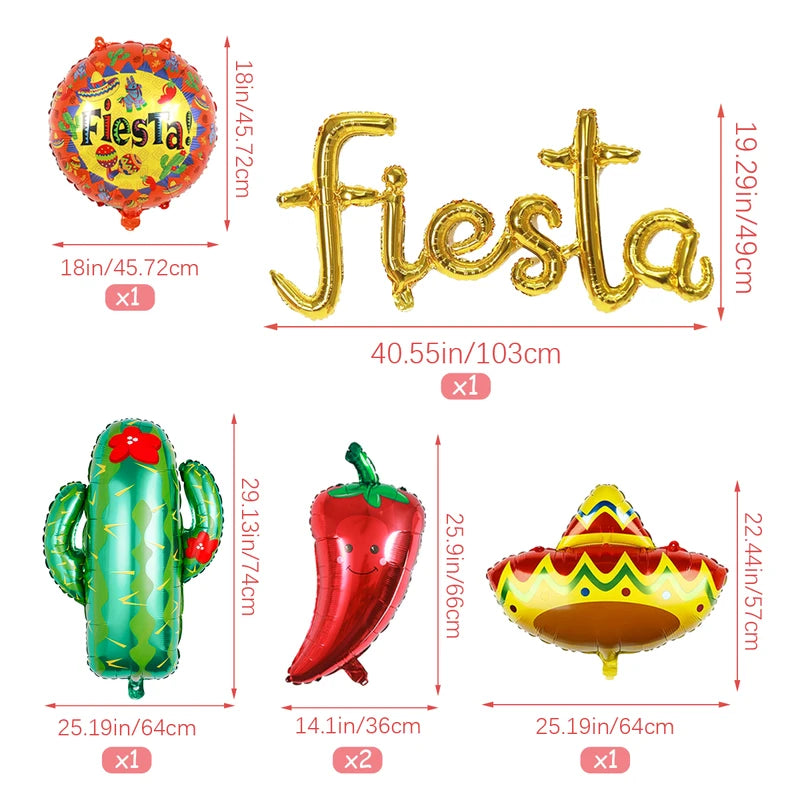 Fiesta Party Balloons Decorations for Mexican Taco Luau Birthdays Home Decor
