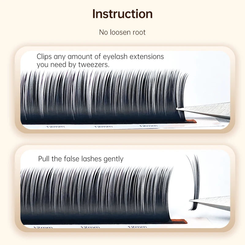 False Eyelash Extensions with Adhesive - Self-Making Fans for Volume & Natural Look