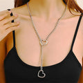 Love Heart Necklace for Women Men Punk Rock Jewelry Silver Slip Chain Choker