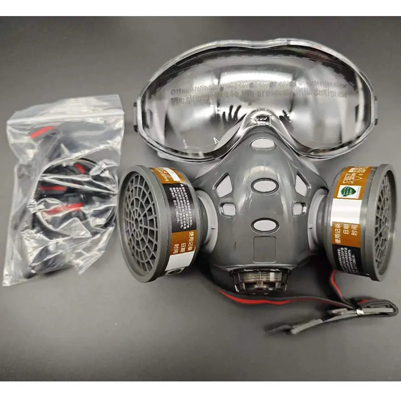 Full Face Gas Mask Respirator with Safety Glasses for Dust Gas Chemical Protection