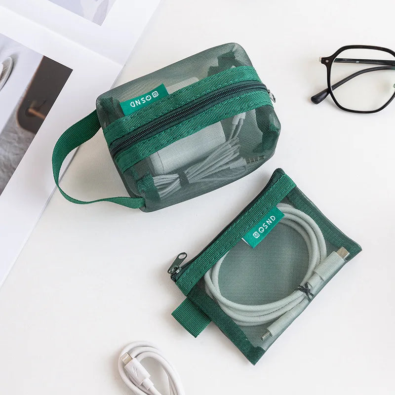 6PCS Transparent Mesh Storage Bags for Coins Cosmetics Travel Organizer Pouches