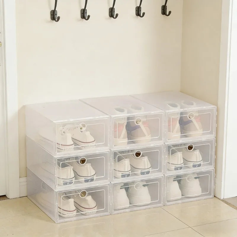 Stackable Transparent Plastic Shoe Storage Boxes - Dustproof & Dustproof Organizer Case