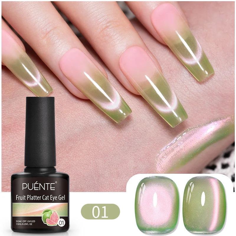 Magnetic Gel Nail Polish Set with Cat Eye Effect - 6 Colors, UV Soak Off Varnish Kit