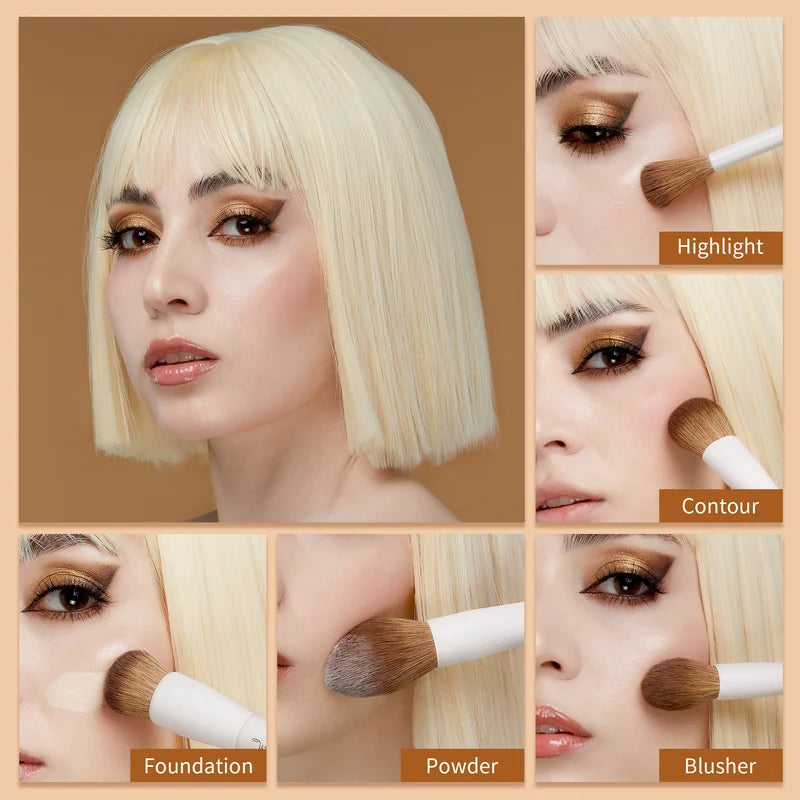 14-Piece Professional Makeup Brush Set - Vegan Synthetic Face & Eye Brushes