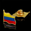 Colombia Flag Enamel Pin and Brooch Set - Metallic Waving Lapel Pins