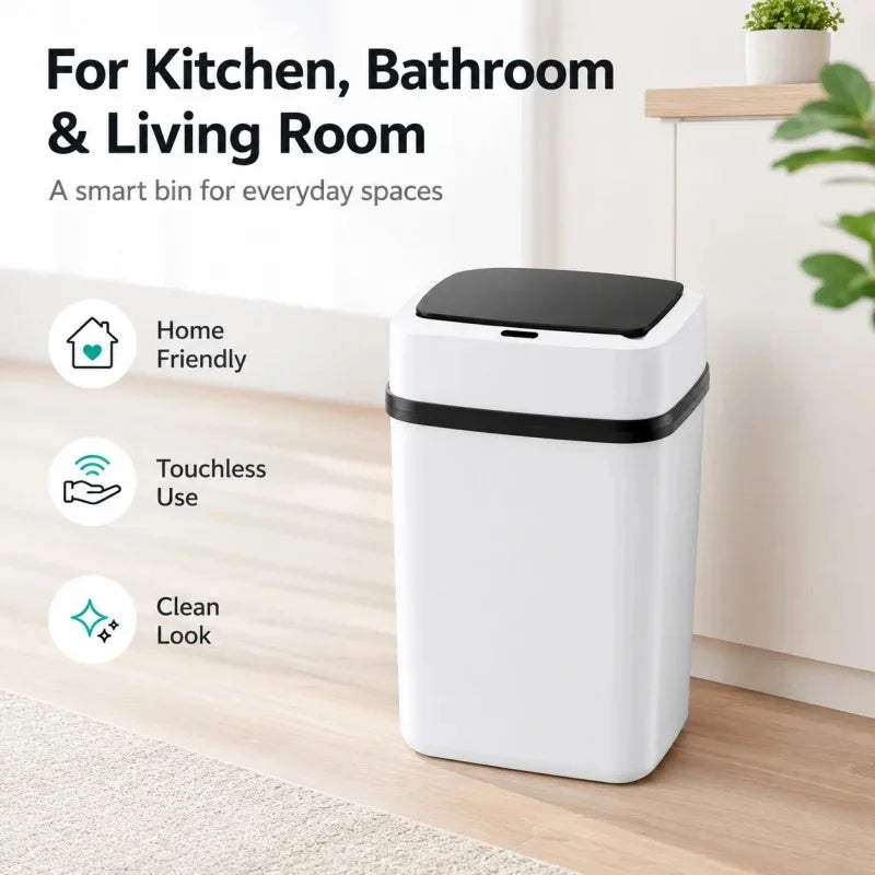 Smart Sensor Trash Can with Odor Control for Home & Bathroom