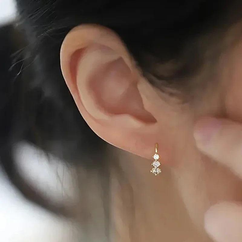 Minimalist Stud Earrings with Cubic Zirconia for Women - Simple Elegant Wedding Jewelry