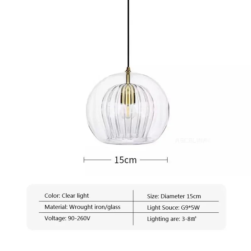 Modern Glass Pendant Light LED Hanging Lamp for Dining Living Room Home Decor