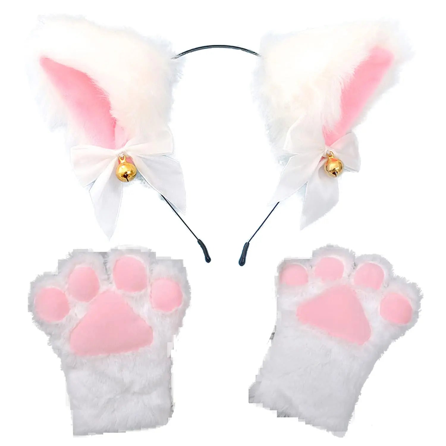 Cat Paw Gloves Set - Cosplay Cat Ears Headwear for Costume & Party