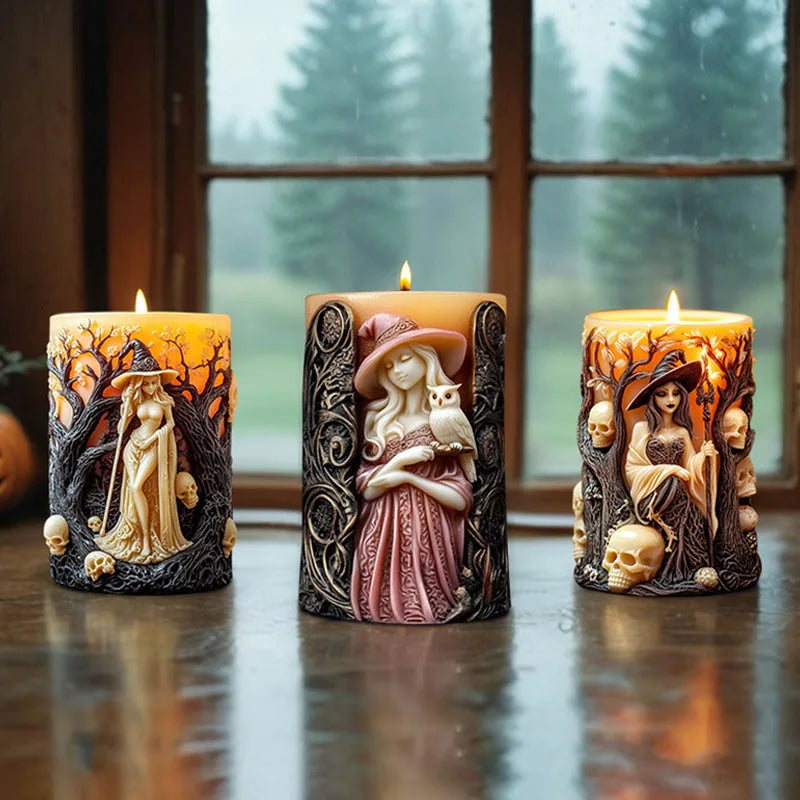 Halloween Witch Candle Mold Silicone DIY Resin Plaster Candle Making Kit