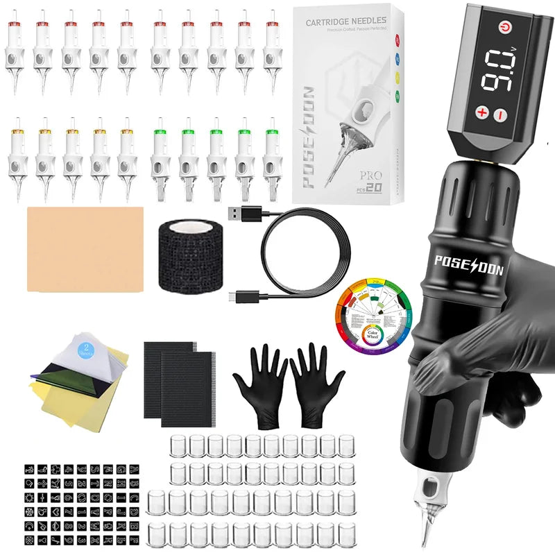 Tattoo Kit with Pen Machine, Power Supply & Accessories for Permanent Makeup