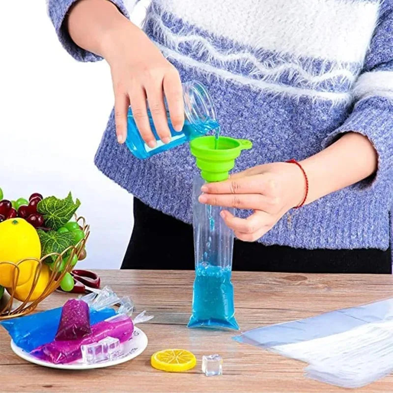 Disposable Popsicle Bags Bulk Pack - Food-Grade Plastic Freezer Bags for Homemade Ice Treats