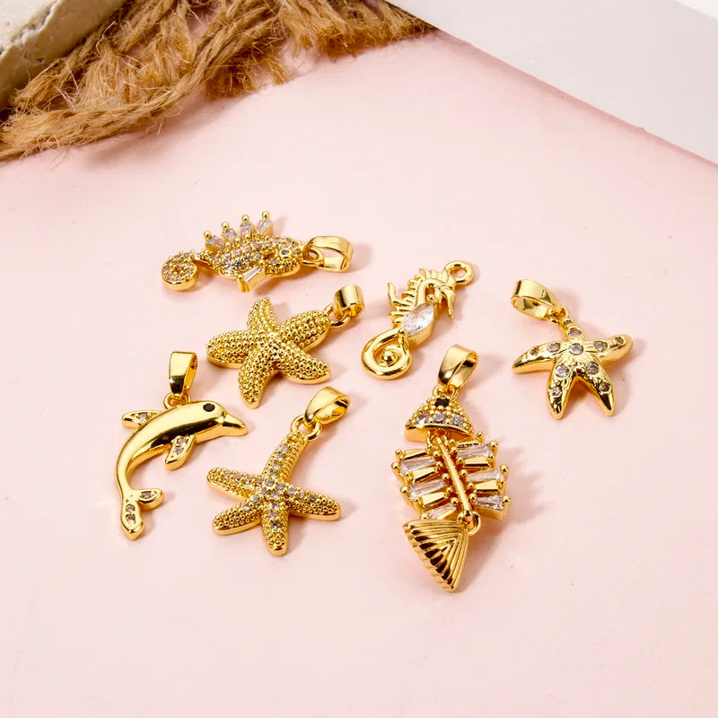 Ocean Charms Pendant Set for Jewelry Making - Dolphin Starfish Seahorse