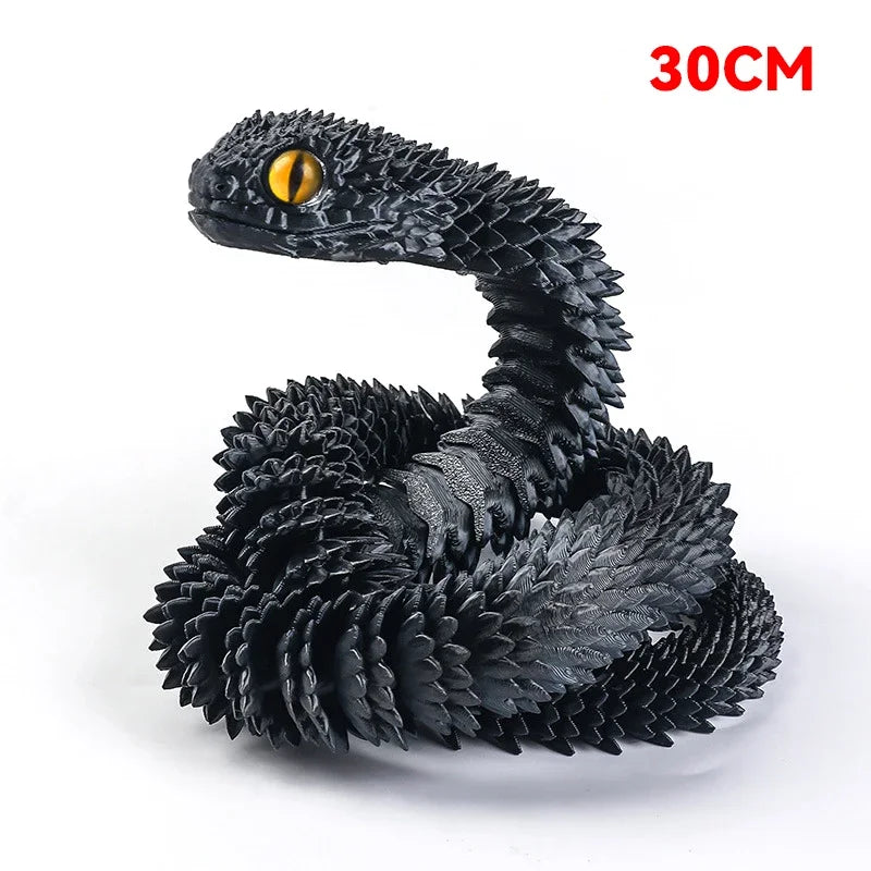 Rotatable 3D Printed Snake Articulated Animal Model for Desk Decor and Kids Gift