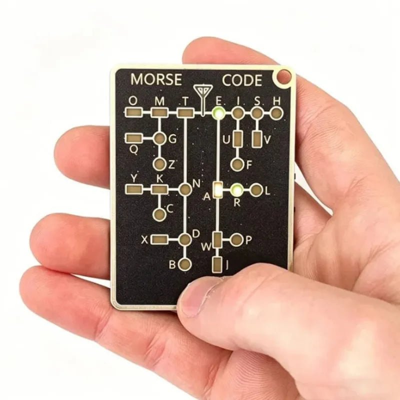 Pocket Portable Morse Code Trainer Card LED Educational Learning Tool