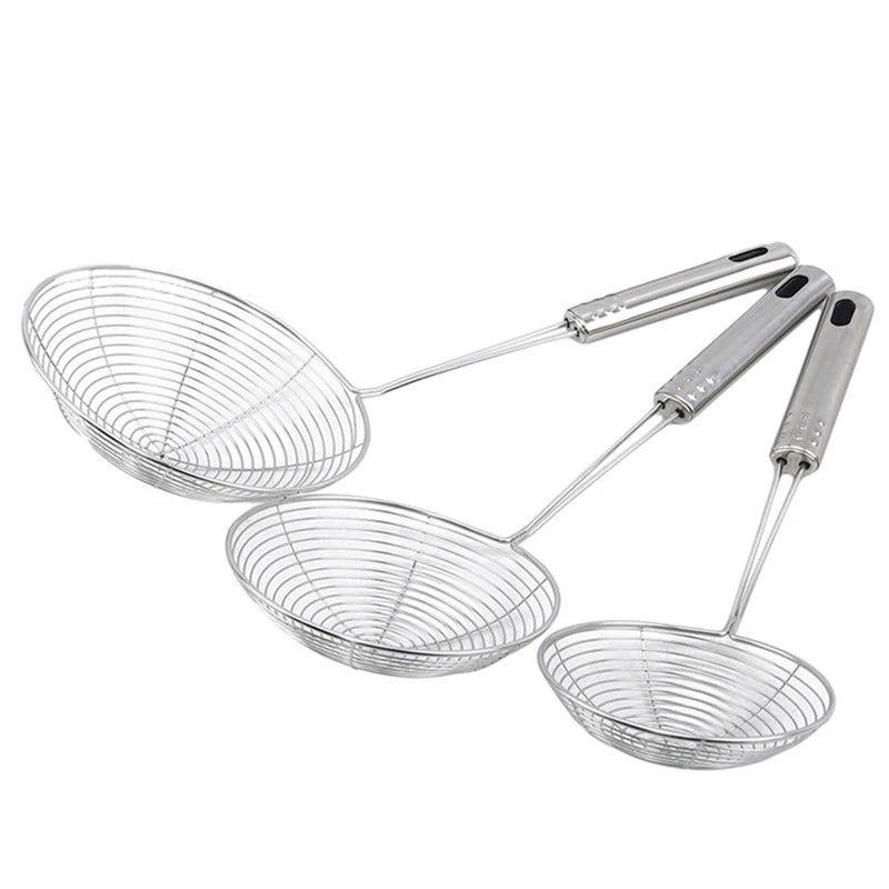Stainless Steel Mesh Skimmer Spoon Multi-Function Kitchen Strainer with Long Handle