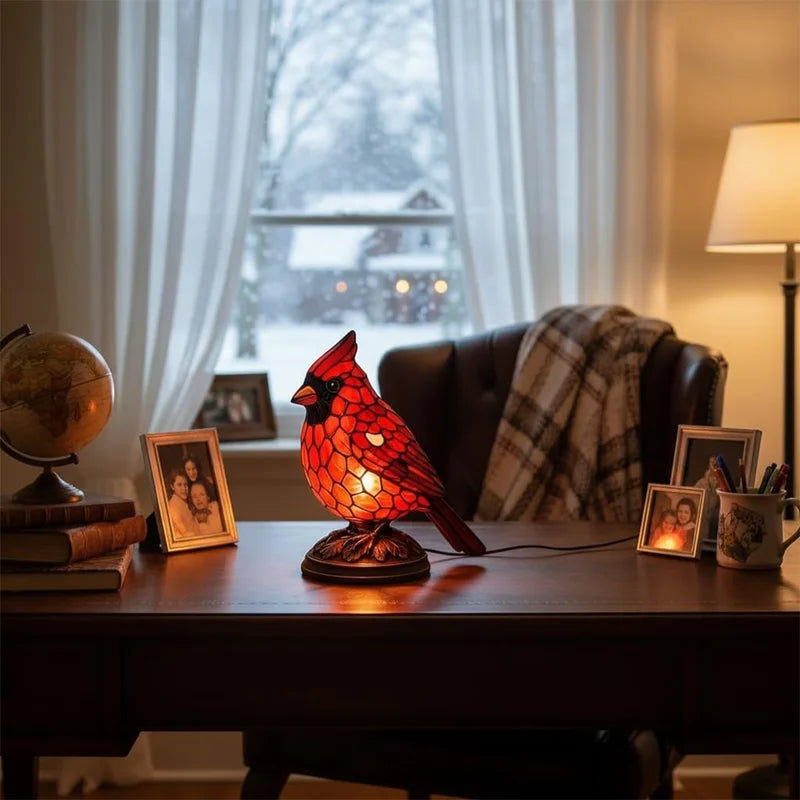 Red Bird Table Lamp - Decorative Night Light for Bedroom & Living Room USB Powered