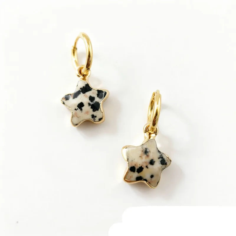 Stainless Steel Huggie Earrings for Women Blue Star Small Hoop Jewelry