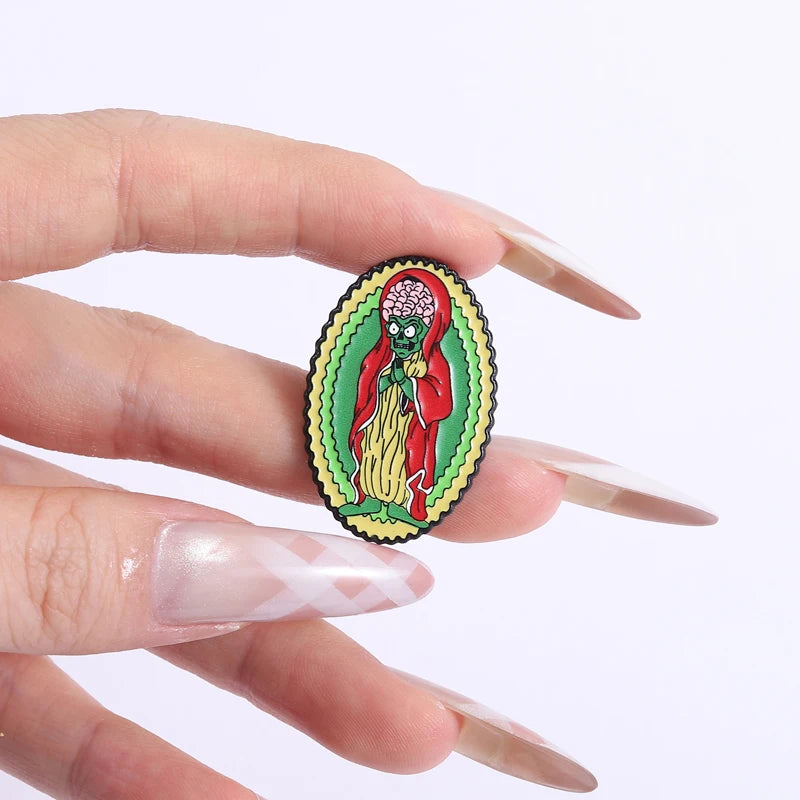 Skeleton Horror Brooch Pin Enamel Jewelry Halloween Punk Metal Lapel Badge Gift