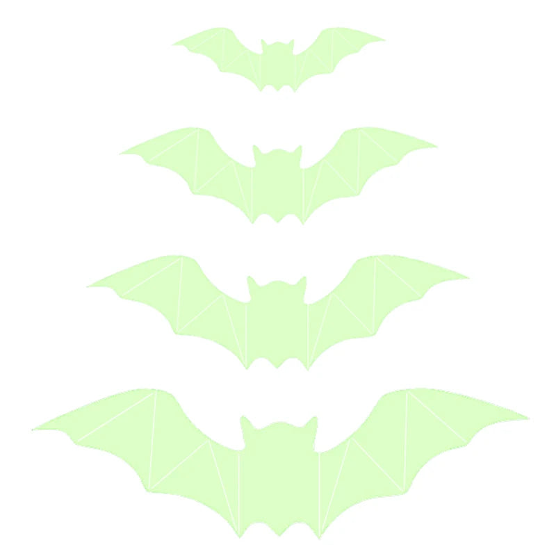 Glow Halloween Wall Stickers - 16pcs Glow in the Dark Bat Window Decals for Haunted House & Holiday Decor