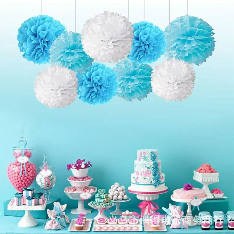 9PCS Tissue Paper Pom Poms for Party Decor Wedding Birthday Christmas Halloween