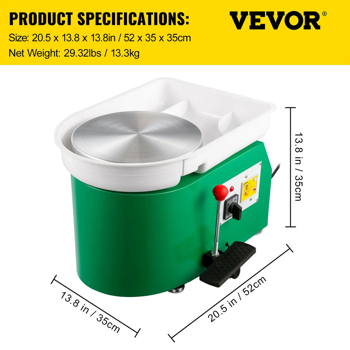 Electric Pottery Wheel Machine 28cm 350W with Foot Pedal for Ceramic Clay Forming