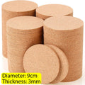 Natural Wooden Cork Coasters Set - Non-Slip Round Heat Insulation Pads for Drinks