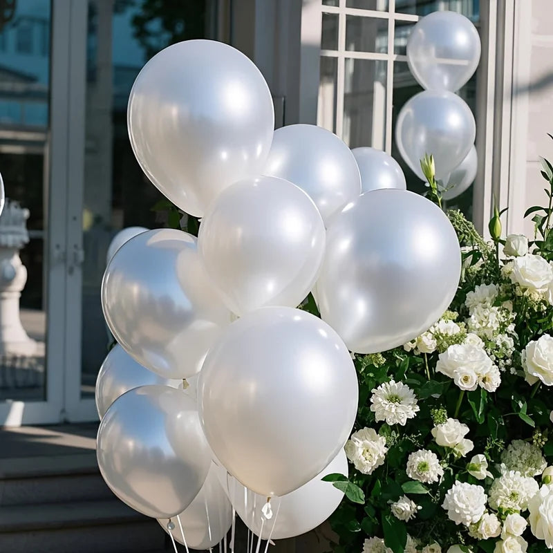 Party Balloons Set - Pearl White Latex Balloons for Wedding Birthday Baby Shower Decorations
