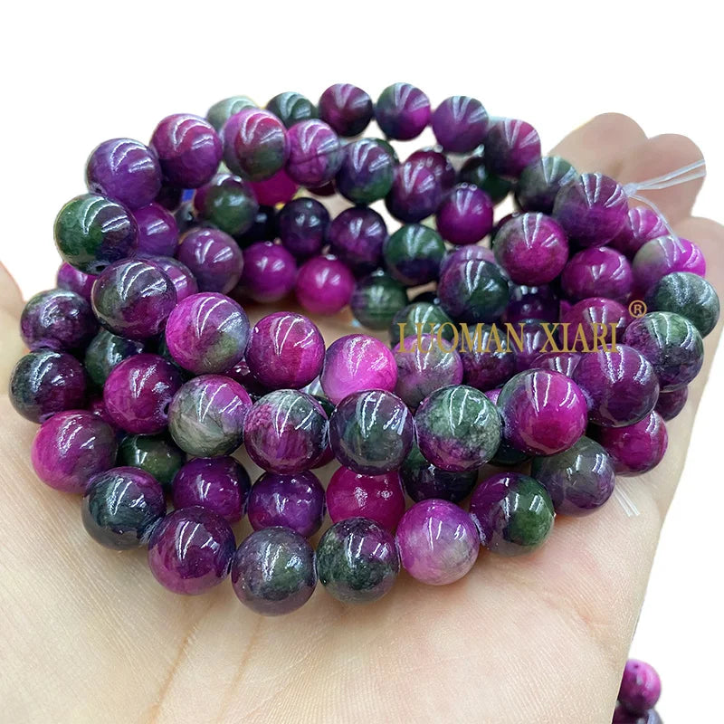 Natural Jade Imitate Kunzite Tourmaline Amber Loose Round Beads for Jewelry Making