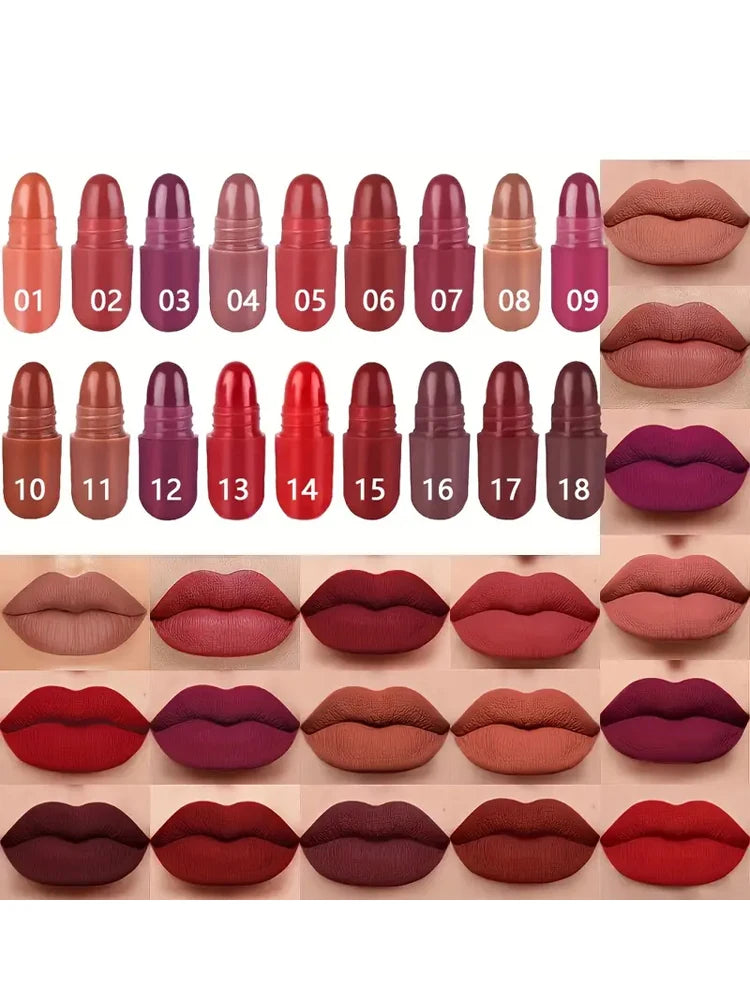 Mini Lipstick Set with Lip Gloss & Lip Liner - Matte, Waterproof, Long-Lasting, Travel Style