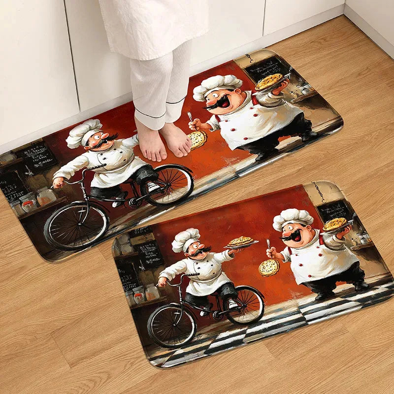 Cartoon Chef Kitchen Floor Mats Entrance Door Rug Living Room Decor Non-Slip