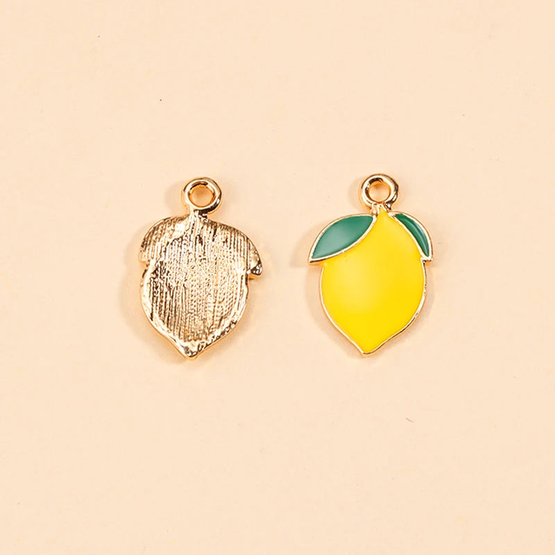10Pcs Alloy Enamel Lemon Charm for Jewelry Making DIY Necklace Earrings Charms