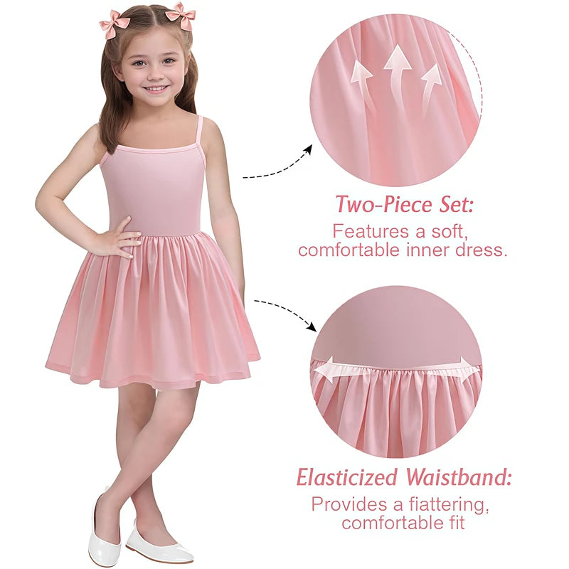 Kids Pink Ruffle Princess Costume Dress for Halloween & Parties