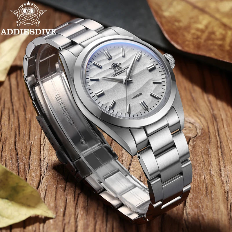 Men's Quartz Watch Bubble Mirror Glass Waterproof 100M Business Dress Watch