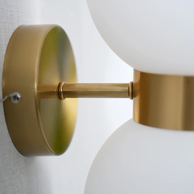 Milky White Ball Glass Wall Lamp - Modern Bedroom Wall Sconce for Living Room Decor