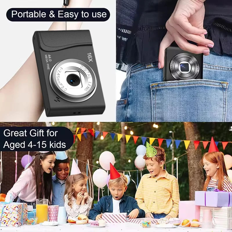 Kids & Beginners 4K Digital Camera with 24MP, 16x Zoom & Autofocus