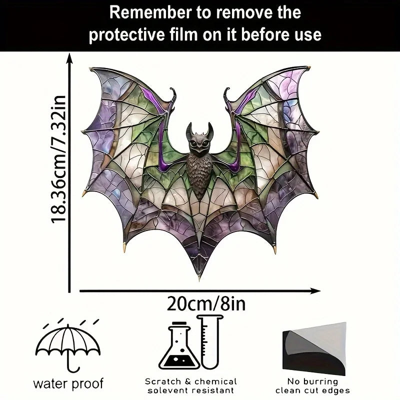 Acrylic Bat Sun Catcher Window Decoration - Colorful Glass Style Wall Art