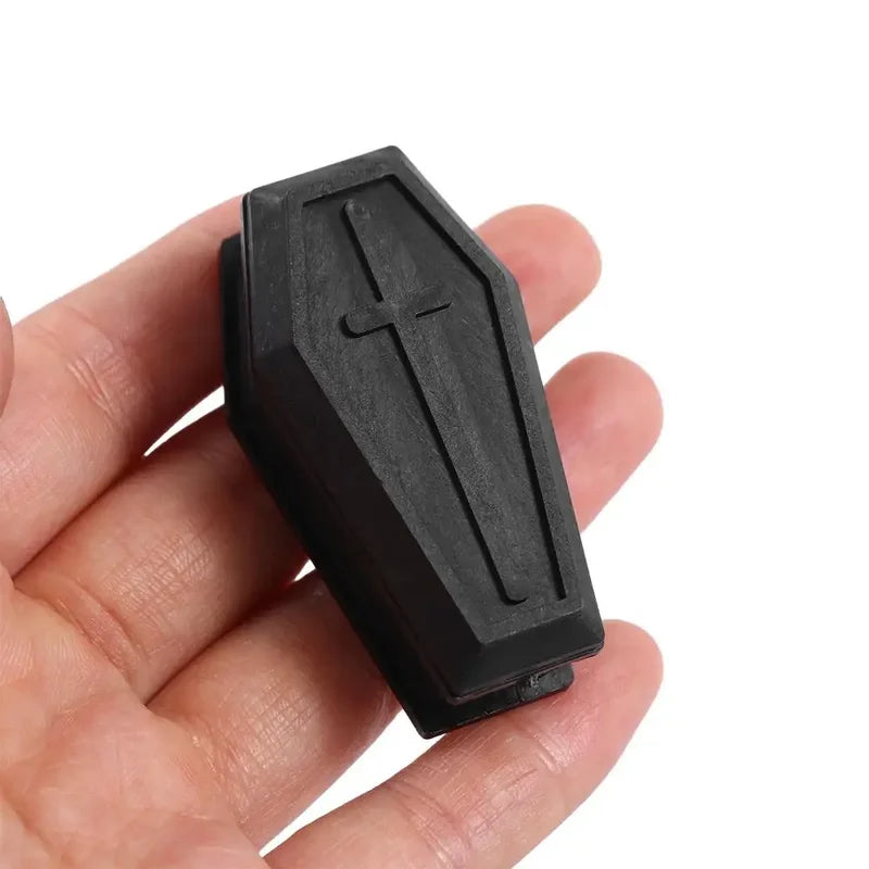 Halloween Mini Coffin Box Decoration - Black, Purple, Yellow Variants, 7cm