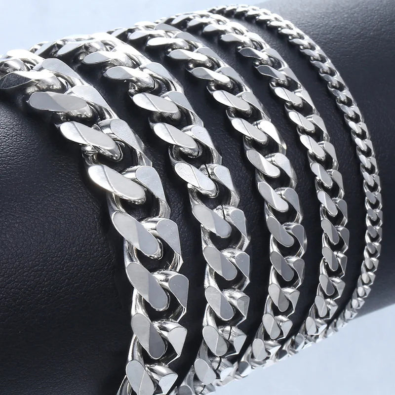 Trendy Men’s Cuban Chain Bracelet Stainless Steel Jewelry Gift for Men Women