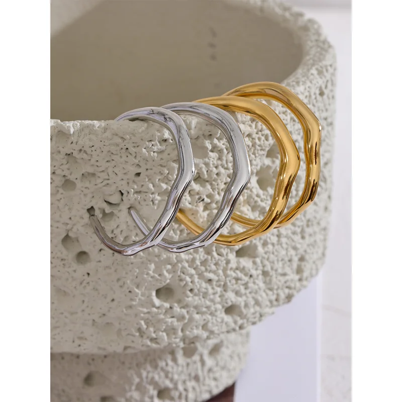 Minimalist Stainless Steel Geometric Earrings - Waterproof 18K Gold Plated Jewelry for Daily Wear