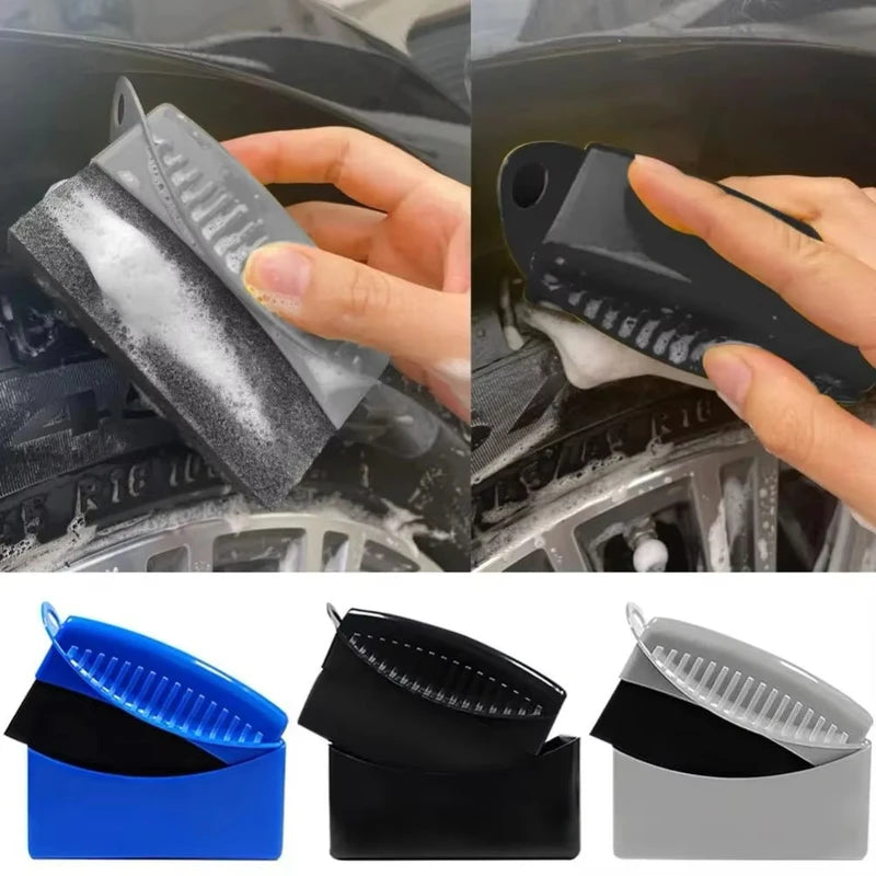 Car Tire Cleaning Sponge Brush with Cover - Polishing, Washing & Detailing Tool