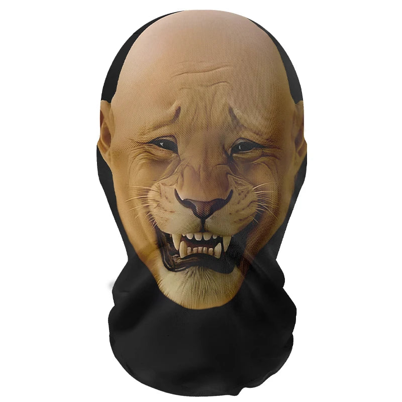 Halloween 3D Printed Elastic Mesh Animal Mask Full Face Cosplay Headgear