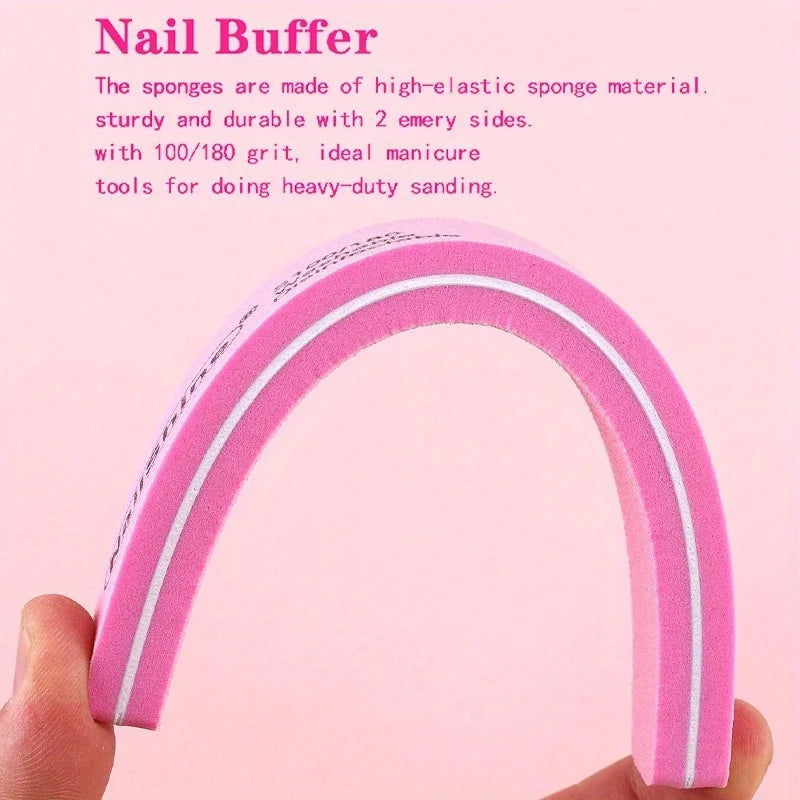 Professional Double-Sided Nail File Set - Colorful Buffing & Polishing Tools for Manicure & Pedicure